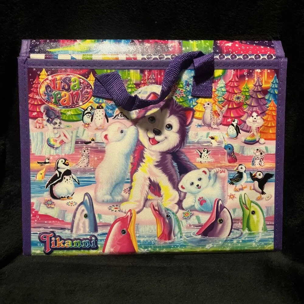 Lisa Frank TIKANNI HUSKY Trifold Portfolio Storage Case Folder School Art